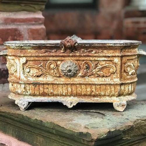 vintage french iron planter before plants