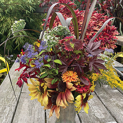 fall bouquet with annuals